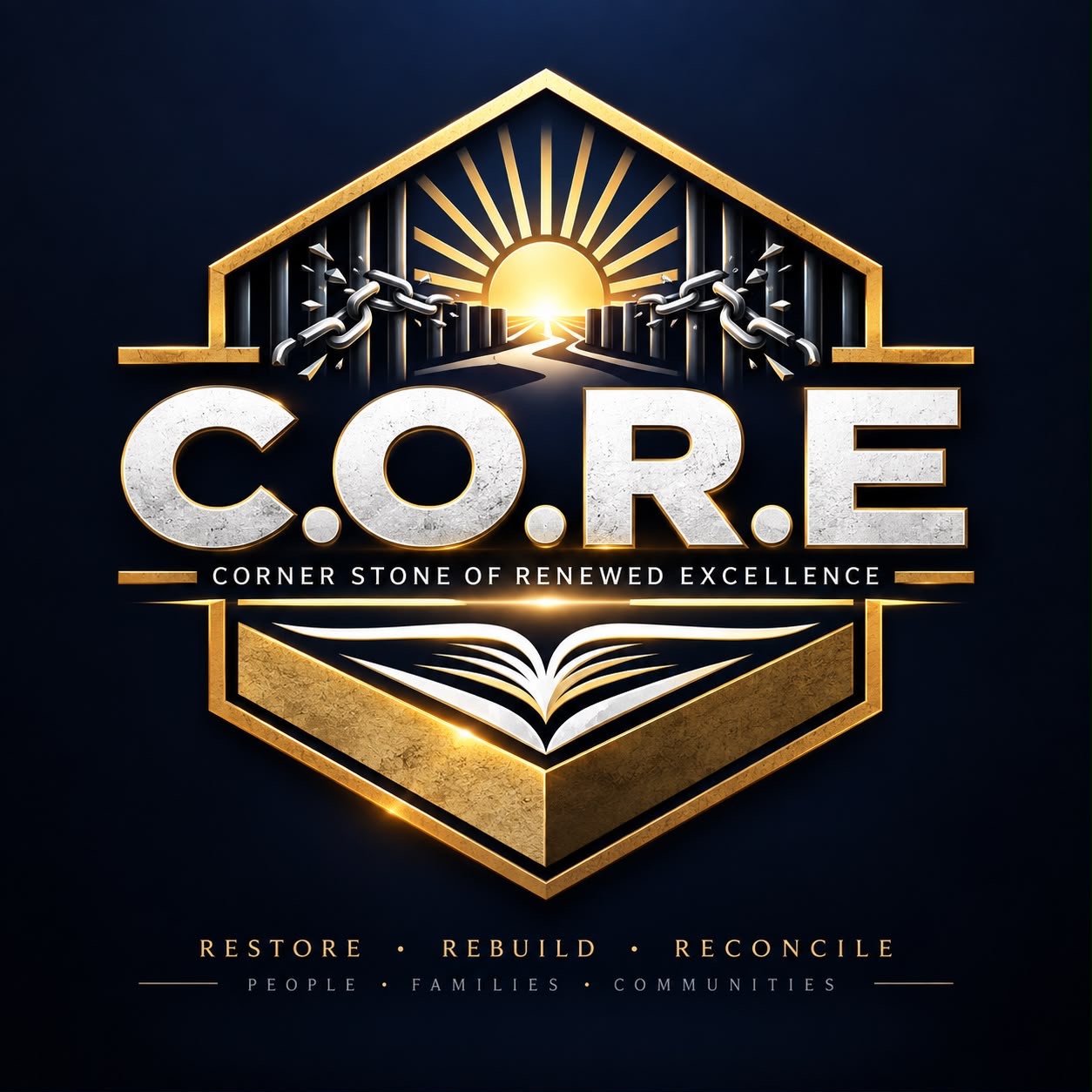C.O.R.E. Corner Stone of Renewed Excellence. Restore, Rebuild, Reconcile. People, Families, Communities.